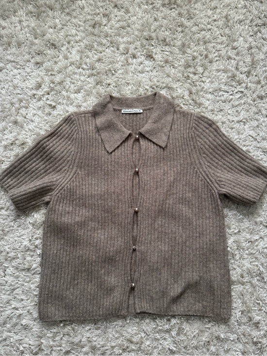 Abercrombie & Fitch Sweaters - Ribbed Short-Sleeve Button-Up Cardigan